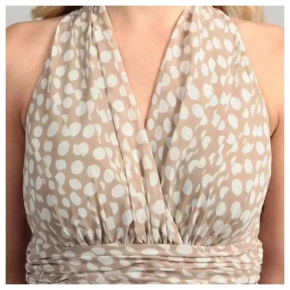 EVAN PICONE Blush Polka Dot Halter Dress Size 16 - Picture 4 of 9